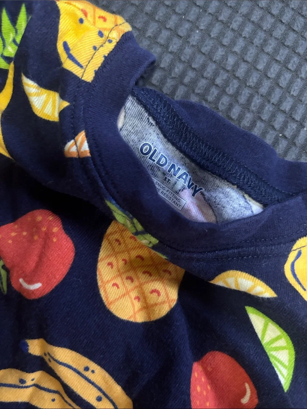 Old Navy Navy Fruit Print Kids Footie Pajamas - Yellow Pineapple & Banana